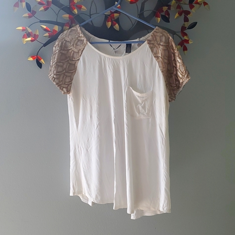 Bke Boutique Sequin Sleev Top